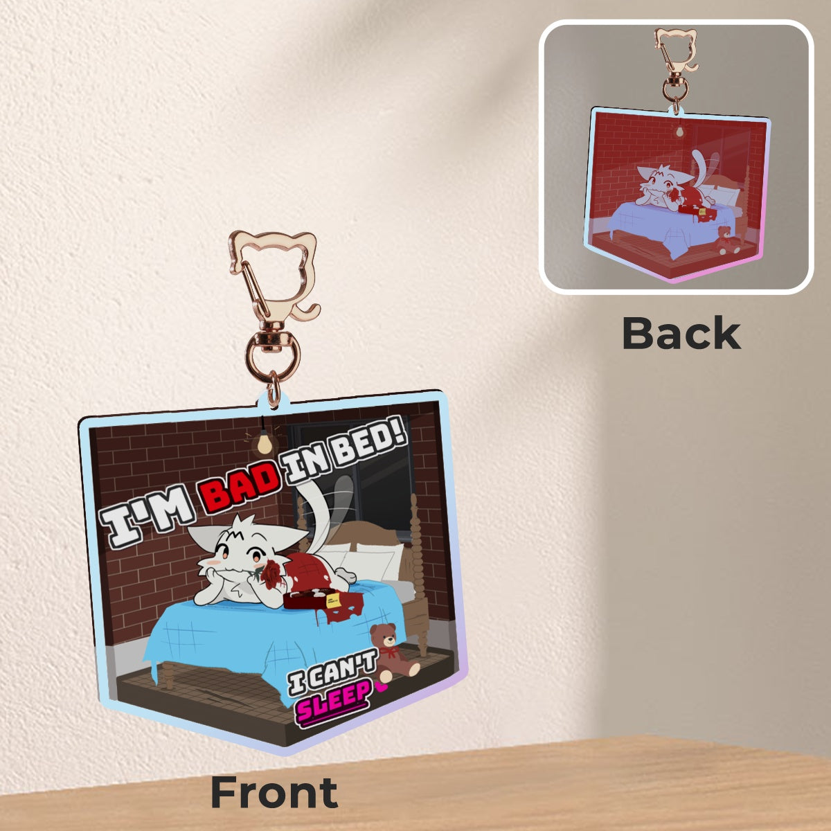 Bad In Bed Rainbow, Acrylic Keychain