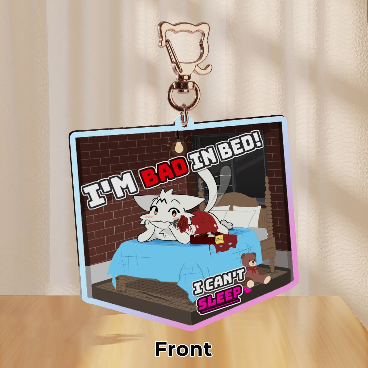 Bad In Bed Rainbow, Acrylic Keychain